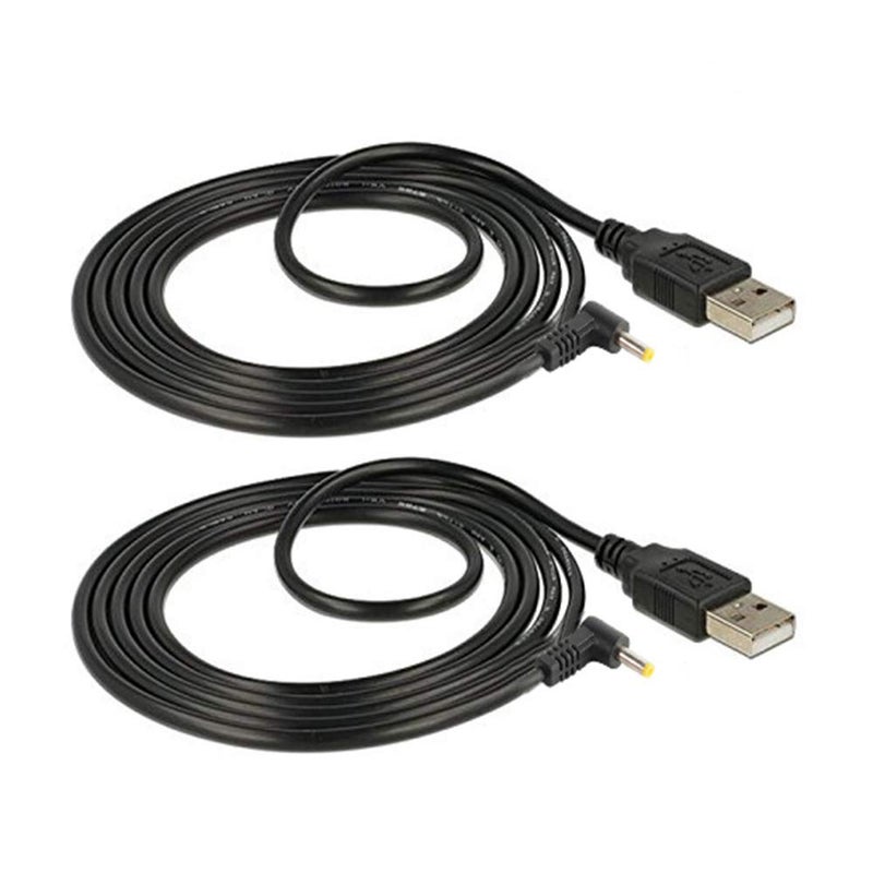 TENINYU USB 2.0 A Male to Right Angled 90 Degree DC 4.0x1.7 mm 5 Volt 24AWG DC Barrel Jack Power Cable 3FT, Black (Max 2.5 Ampere Power Cable, Center PIN Positive),2Pack - Image 1